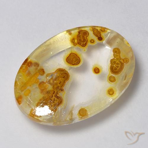 14.21ct 天然 彩色 石英与白铁矿, 椭圆形, 透明