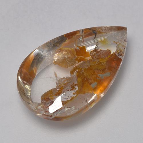 8.86克拉天然多色含白铁矿石英，梨形，18.6×11.6毫米，透明