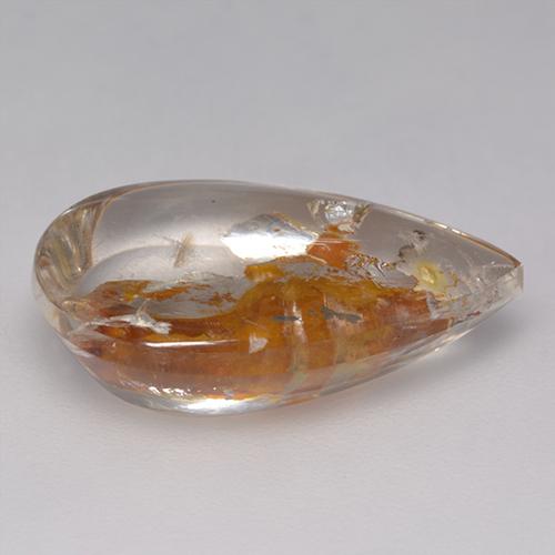 8.86克拉天然多色含白铁矿石英，梨形，18.6×11.6毫米，透明