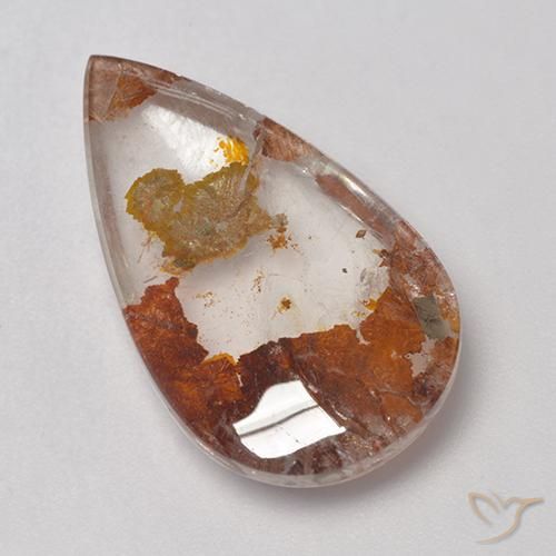 12.68ct 天然 彩色 石英与白铁矿, 梨形, 透明