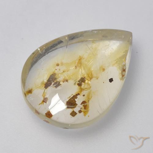 5.72ct 天然 彩色 石英与白铁矿, 梨形, 透明