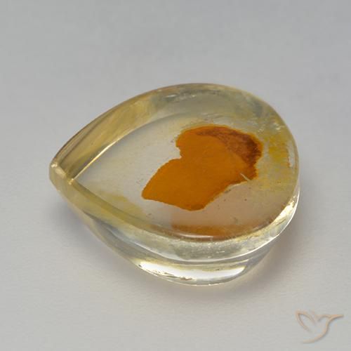 7.97克拉天然多色含白铁矿石英，梨形，14.7×13.5毫米，透明