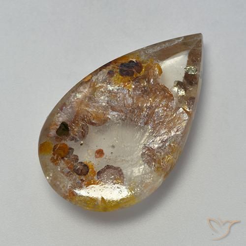 13.85ct 天然 彩色 石英与白铁矿, 梨形, 透明