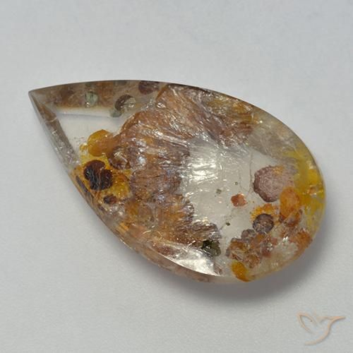13.85克拉天然石英与白铁矿，梨形，透明