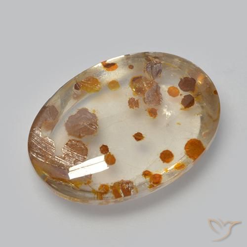 12.37ct 天然 彩色 石英与白铁矿, 椭圆形, 透明
