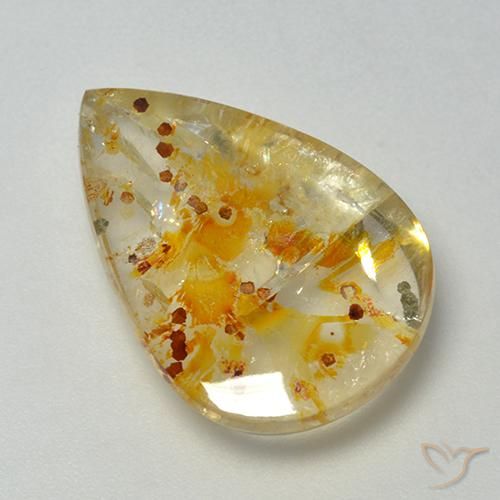 13.08ct 天然 彩色 石英与白铁矿, 梨形, 透明