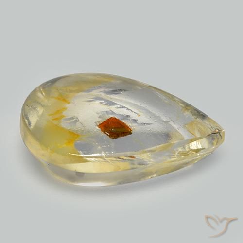 10.25克拉天然石英与白铁矿，梨形，透明