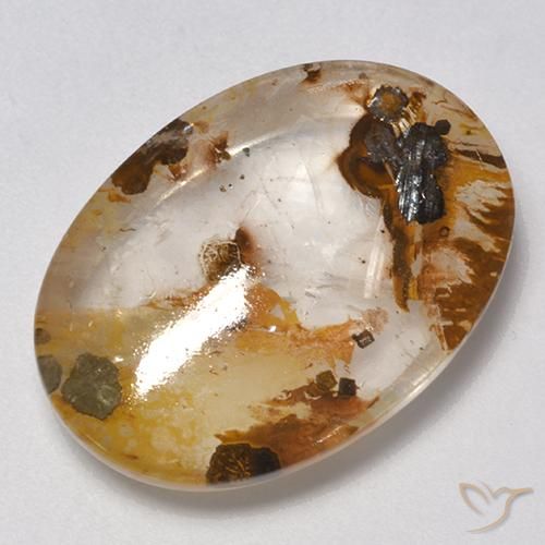 21.00ct 天然 彩色 石英与白铁矿, 椭圆形, 透明