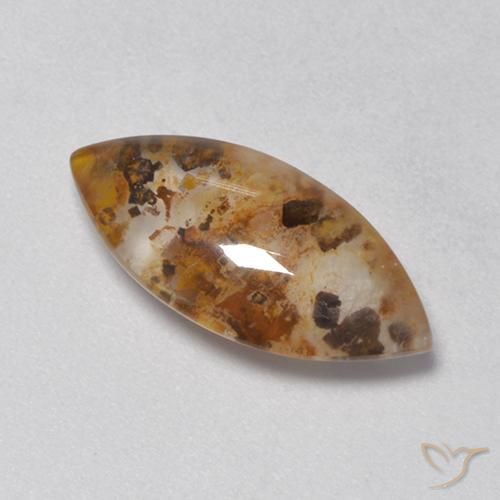 4.54ct 天然 彩色 石英与白铁矿, 榄尖形, 透明