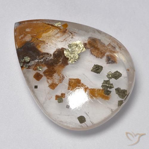 25.26ct 天然 彩色 石英与白铁矿, 梨形, 透明