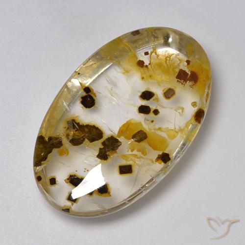 26.59ct 天然 彩色 石英与白铁矿, 椭圆形, 透明