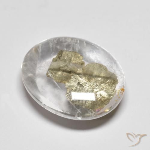 10.68ct 天然 彩色 石英与白铁矿, 椭圆形, 透明