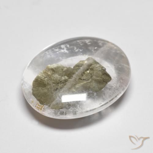 10.68克拉天然石英与白铁矿，椭圆形，透明