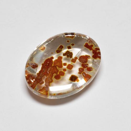 5.58克拉天然石英与白铁矿，椭圆形切割，透明