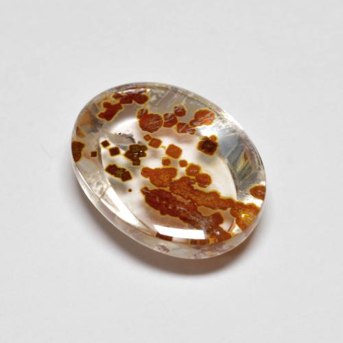 5.58克拉天然石英与白铁矿，椭圆形切割，透明