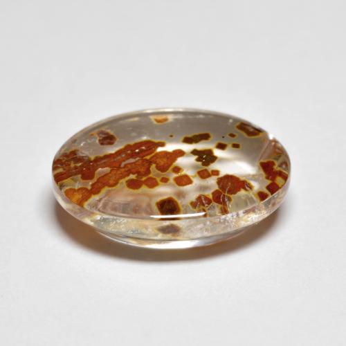 5.58克拉天然石英与白铁矿，椭圆形切割，透明