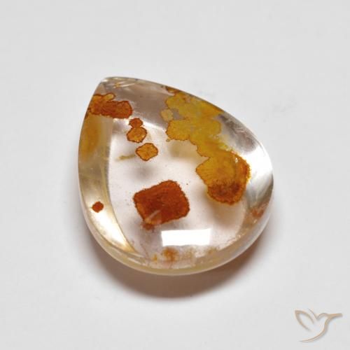 9.42ct 天然 彩色 石英与白铁矿, 梨形, 透明