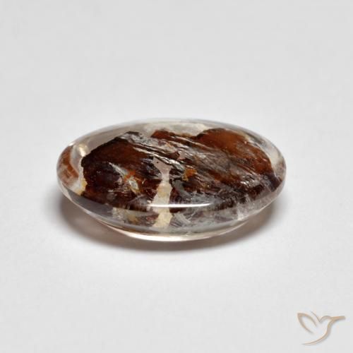 3.36克拉天然石英与白铁矿，椭圆形切割，透明