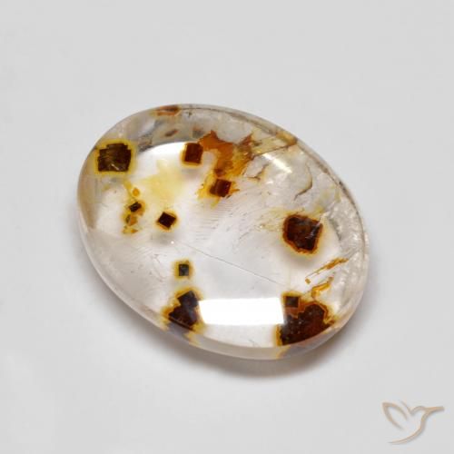 9.60ct 天然 彩色 石英与白铁矿, 椭圆形, 透明