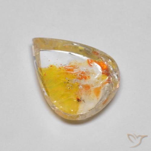 4.45ct 天然 彩色 石英与白铁矿, 梨形, 透明