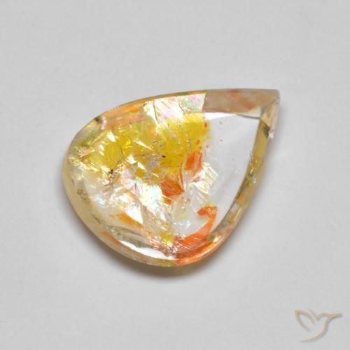4.45克拉天然石英与白铁矿，梨形，透明