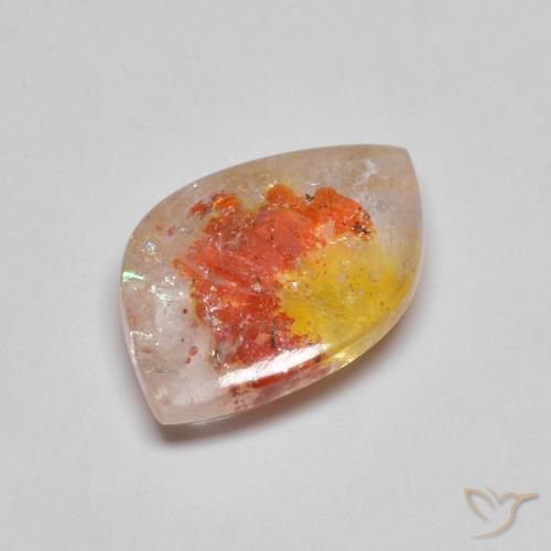 5.96克拉天然多色含白铁矿石英，异形，15.4×9.7毫米，透明