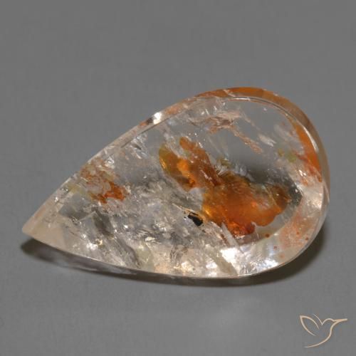 14.58ct 天然 彩色 石英与白铁矿, 梨形, 透明