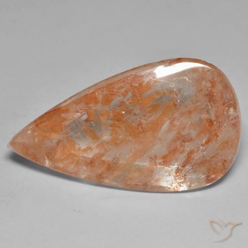 26.01ct 天然 红橙色 石英与白铁矿, 梨形, 透明