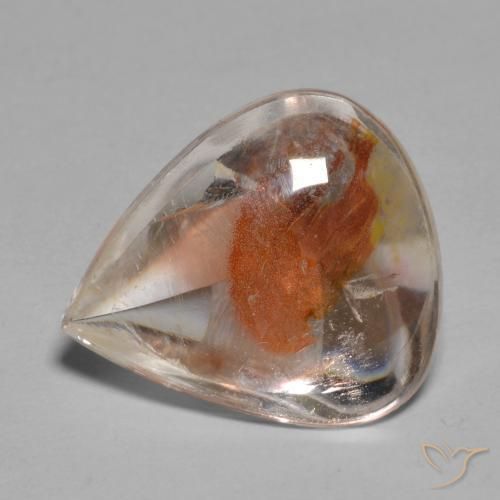 6.17ct 天然 彩色 石英与白铁矿, 梨形, 透明