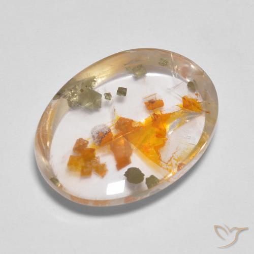 9.89ct 天然 彩色 石英与白铁矿, 椭圆形, 透明