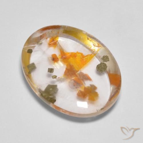 9.89克拉天然石英与白铁矿，椭圆形，透明