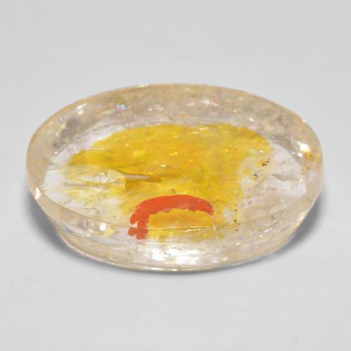 22.71克拉天然金色含白铁矿石英，椭圆形切割，22.5×17.3毫米，透明