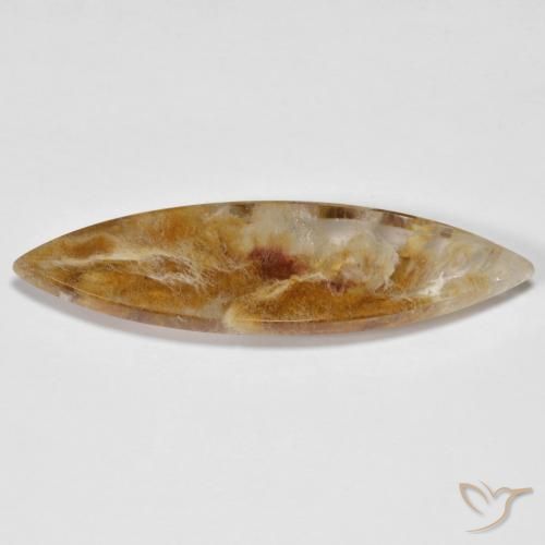 19.87ct 天然 彩色 石英与白铁矿, 榄尖形, 半透明