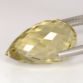15.28克拉天然黄色石英，水滴珠形切工，19.3×11.5毫米，VVS-VS