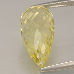 12.08克拉天然黄色石英，水滴珠形切工，20×10.2毫米，VVS-VS