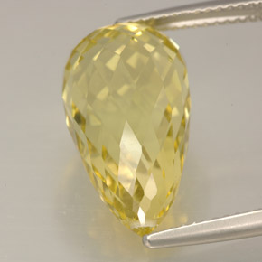 12.38克拉天然黄色石英，水滴珠形切工，19×10.2毫米，IF