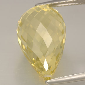 16.27克拉天然黄色石英，水滴珠形切工，19.3×12.2毫米，VVS