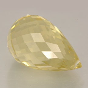 16.27克拉天然黄色石英，水滴珠形切工，19.3×12.2毫米，VVS