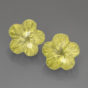 天然黄色石英，花形切工，12.4×12.1毫米，透明