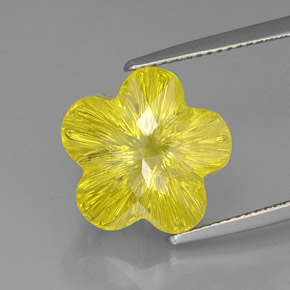 9.84克拉天然黄色石英，花形切工，14.3×13.8毫米，透明