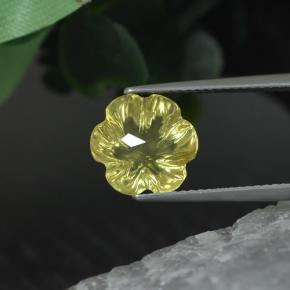 3.43克拉天然黄色石英，花形切工，9.9×9.8毫米，透明