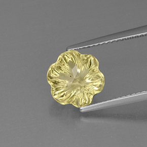 2.98克拉天然黄色石英，花形切工，9.6×9.1毫米，透明