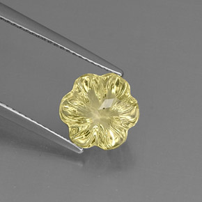 2.98克拉天然黄色石英，花形切工，9.6×9.1毫米，透明