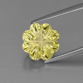 7.42克拉天然黄色石英，花形切工，12.4×12.1毫米，透明