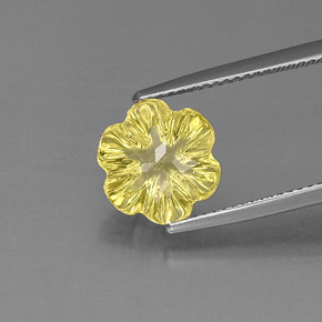 3.40克拉天然黄色石英，花形切工，10.4×9.7毫米，透明