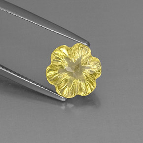 3.40克拉天然黄色石英，花形切工，10.4×9.7毫米，透明