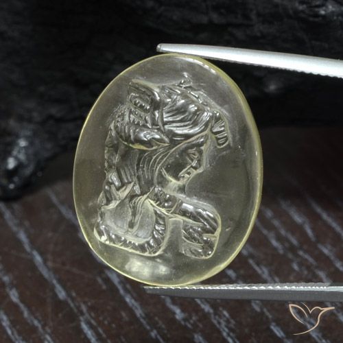 23.79ct 天然 淡黄色 石英, 椭圆形, 透明