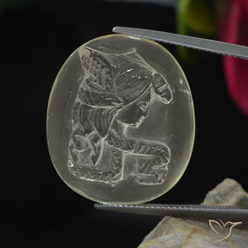 28.47ct 天然 淡黄色 石英, 椭圆形, 透明