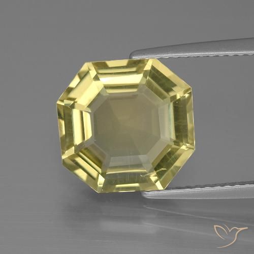 5.56ct 天然 淡黄色 石英, 祖母绿式切割, VS