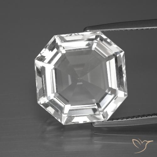 12.21ct 天然 清晰的白色 石英, 祖母绿式切割, VVS